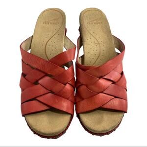 Dansko Woven Leather Wedge Sandals Size 39 8.5